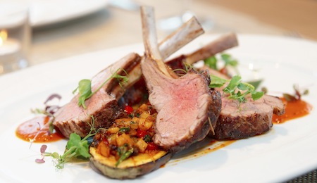 Grilled rack of lamb with vegetables